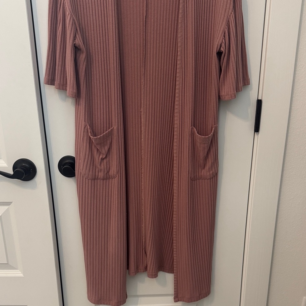 Stars Above Pink Ribbed Knit Robe - Picture 4 of 6